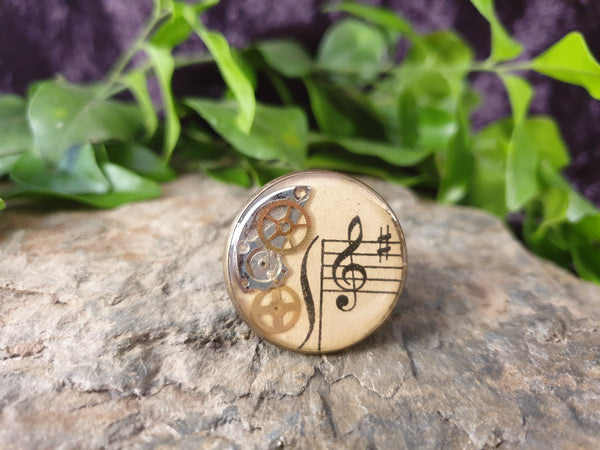 Handpoured Resin Antique Bronze Tone Vintage Sheet Music Steampunk Rings