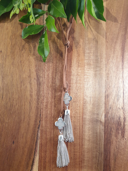 Handpoured Resin Suede Knotted Tassel Necklace