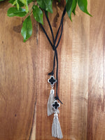 Handpoured Resin Suede Lariat Tassel Necklace