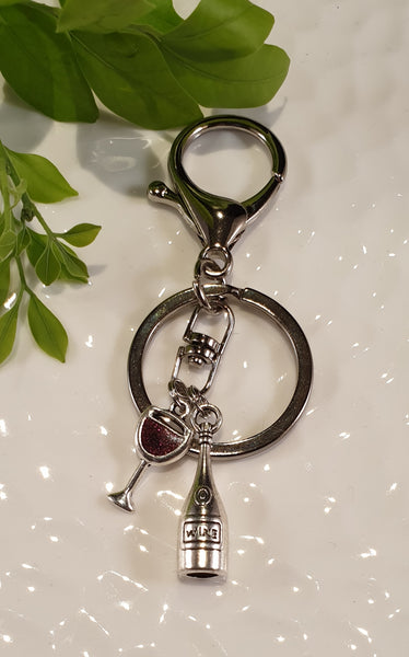 Handpoured Resin Wine Glass & Wine Bottle Keyrings