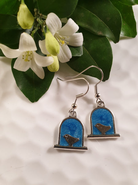 Handpoured Resin Birdy on a Stand Earrings