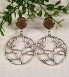 Handpoured Resin Tree of Life Statement Earrings