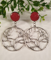 Handpoured Resin Tree of Life Statement Earrings