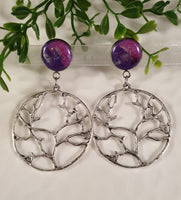 Handpoured Resin Tree of Life Statement Earrings