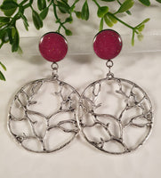 Handpoured Resin Tree of Life Statement Earrings