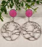 Handpoured Resin Tree of Life Statement Earrings