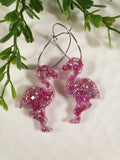 Handpoured Resin Flamingo Statement Earrings