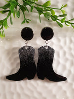 Handpoured Resin Cowgirl Boot Statement Earrings