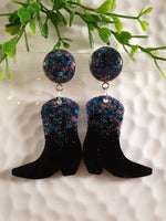 Handpoured Resin Cowgirl Boot Statement Earrings