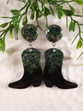 Handpoured Resin Cowgirl Boot Statement Earrings