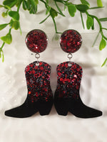 Handpoured Resin Cowgirl Boot Statement Earrings