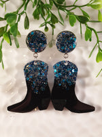 Handpoured Resin Cowgirl Boot Statement Earrings