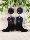 Handpoured Resin Cowgirl Boot Statement Earrings