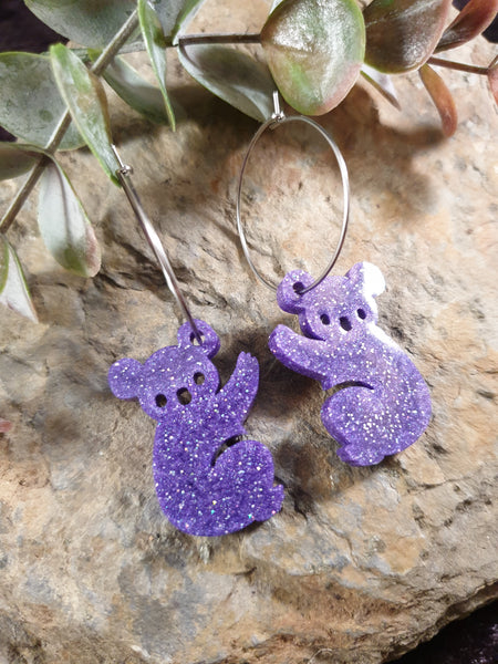 Handpoured Resin Koala Statement Earrings