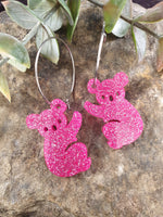 Handpoured Resin Koala Statement Earrings