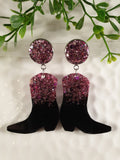 Handpoured Resin Cowgirl Boot Statement Earrings