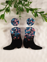 Handpoured Resin Cowgirl Boot Statement Earrings