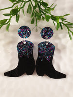 Handpoured Resin Cowgirl Boot Statement Earrings