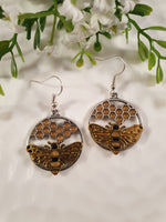 Handpoured Resin Honeycomb & Bee Earrings