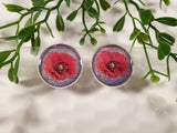 Handpoured Resin Poppy Clip On Earrings