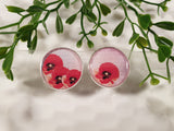 Handpoured Resin Poppy Clip On Earrings