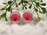 Handpoured Resin Poppy Clip On Earrings