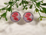 Handpoured Resin Poppy Clip On Earrings