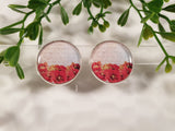 Handpoured Resin Poppy Clip On Earrings