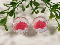 Handpoured Resin Poppy Clip On Earrings