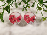 Handpoured Resin Poppy Clip On Earrings