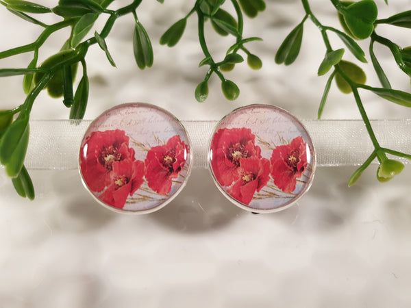 Handpoured Resin Poppy Clip On Earrings