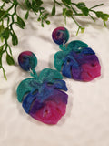 Handpoured Resin Monstera Leaf Statement Earrings