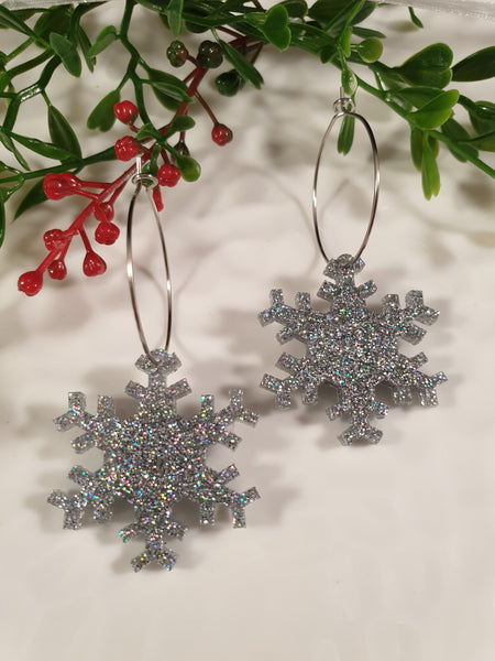 Handpoured Resin Christmas Snowflake Earrings