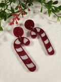 Handpoured Resin Christmas Stud Candy Cane Earrings