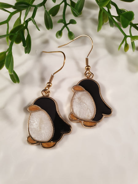 Handpoured Resin Penguin Earrings