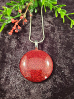 Handpoured Resin Red Glitter Circle Pendant Necklace