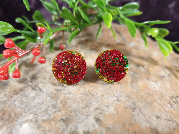 Handpoured Resin Christmas Stud Earrings