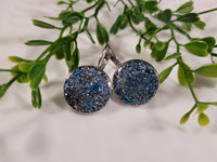 Handpoured Resin Round Glitter Drop Earrings