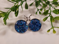 Handpoured Resin Round Glitter Drop Earrings