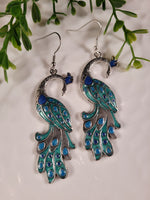 Handpoured Resin Peacock Statement Earrings