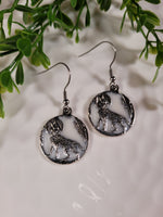 Handpoured Resin Howling Wolf Earrings