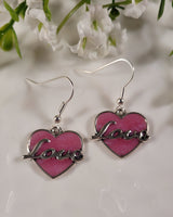 Handpoured Resin 'Love' Heart Earrings