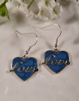 Handpoured Resin 'Love' Heart Earrings