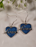 Handpoured Resin 'Love' Heart Earrings