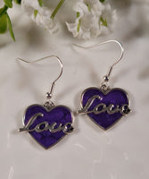 Handpoured Resin 'Love' Heart Earrings