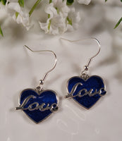 Handpoured Resin 'Love' Heart Earrings