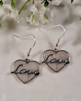 Handpoured Resin 'Love' Heart Earrings