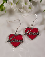 Handpoured Resin 'Love' Heart Earrings