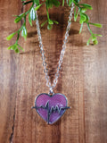 Handpoured Resin Heart Beat Pendant Necklace