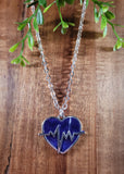 Handpoured Resin Heart Beat Pendant Necklace